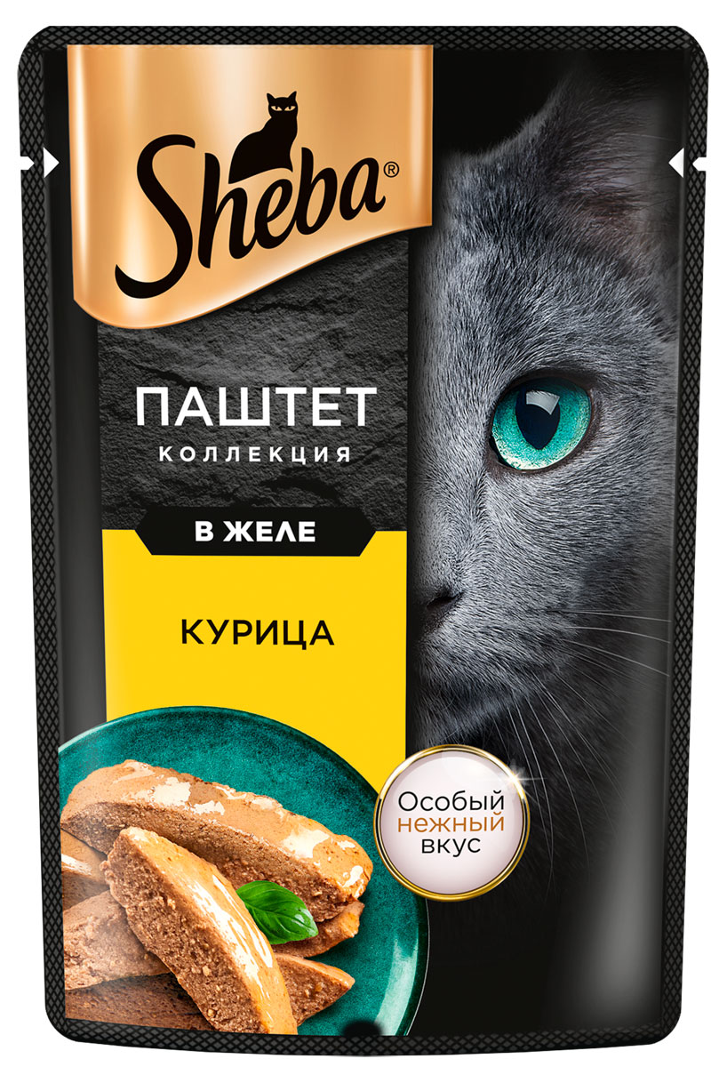 

Влажный корм для кошек Sheba Нежный паштет в желе с курицей, 75 г