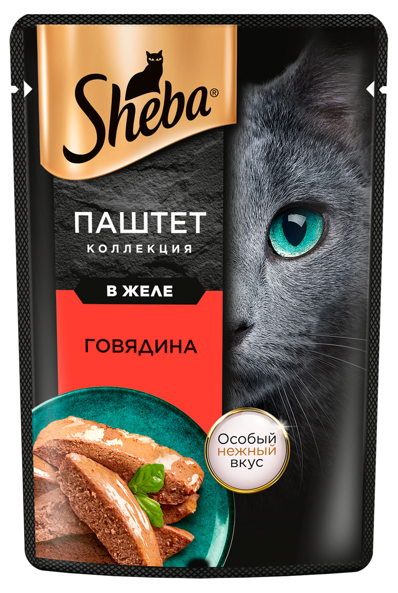 

Влажный корм для кошек Sheba Нежный паштет в желе с говядиной, 75 г
