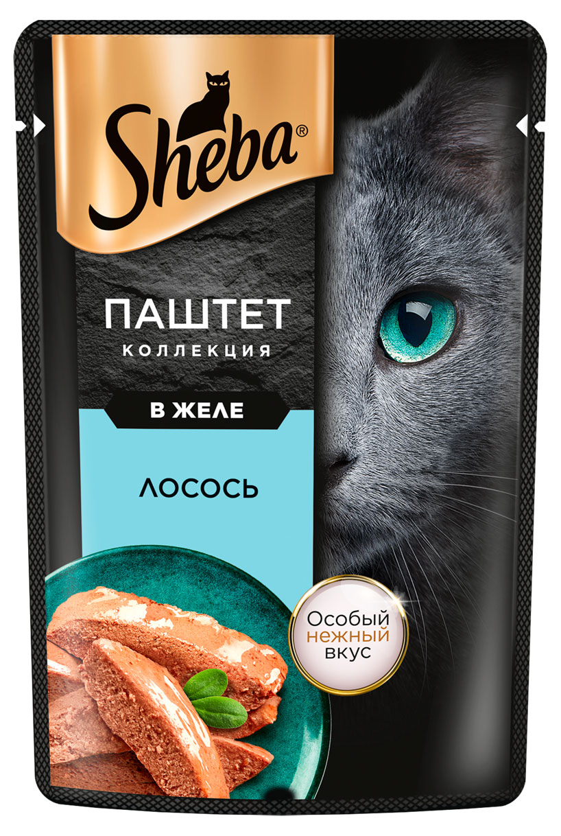 

Влажный корм для кошек Sheba Нежный паштет в желе с лососем, 75 г
