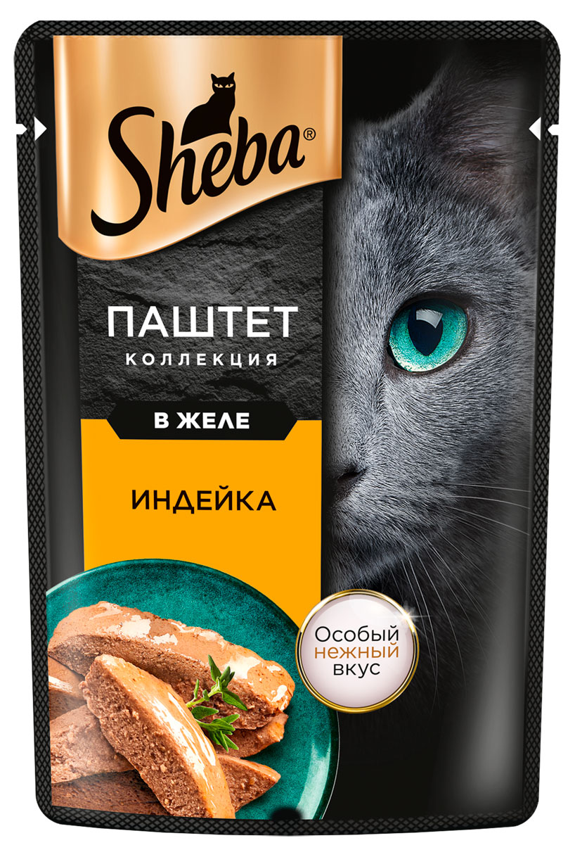 

Влажный корм для кошек Sheba Нежный паштет в желе с индейкой, 75 г