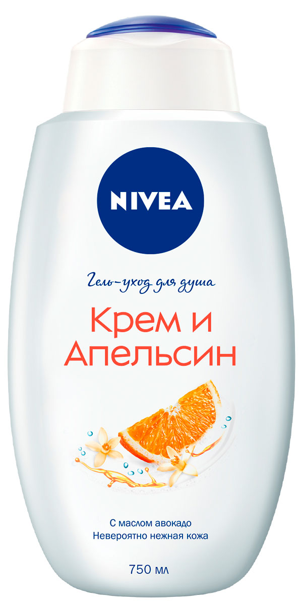 

Гель-уход для душа NIVEA Крем Апельсин увлажняющий с маслом авокадо, 750 мл