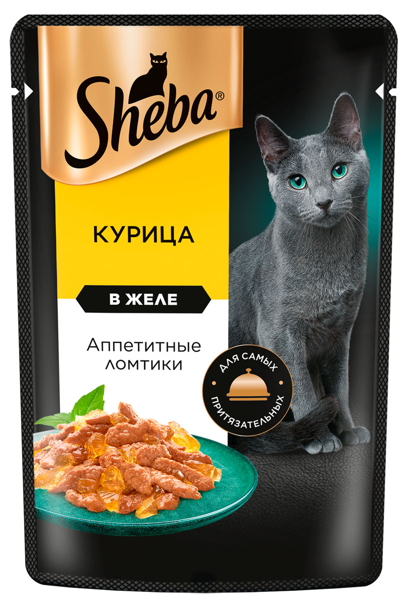 

Влажный корм для кошек Sheba Ломтики в желе с курицей, 75г