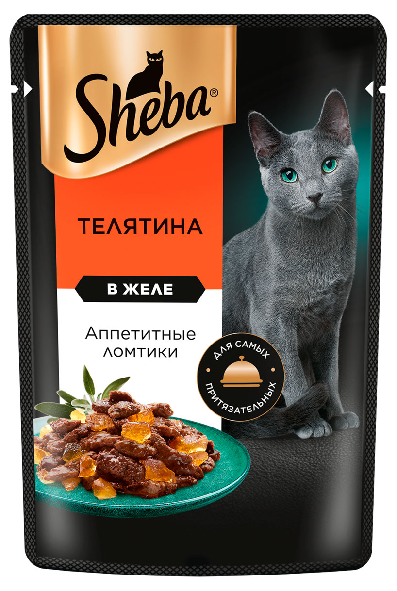 

Влажный корм для кошек Sheba Ломтики в желе с телятиной, 75г