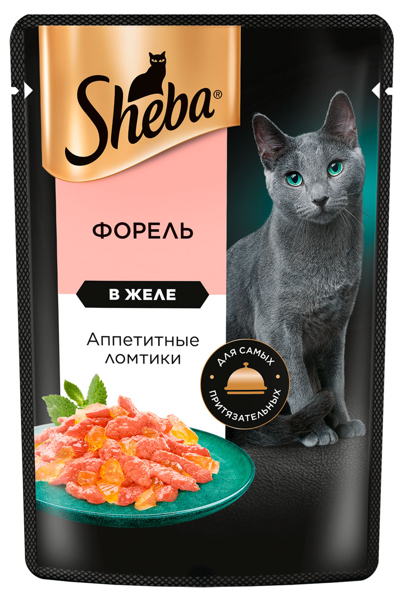 

Влажный корм для кошек Sheba Ломтики в желе с форелью, 75г