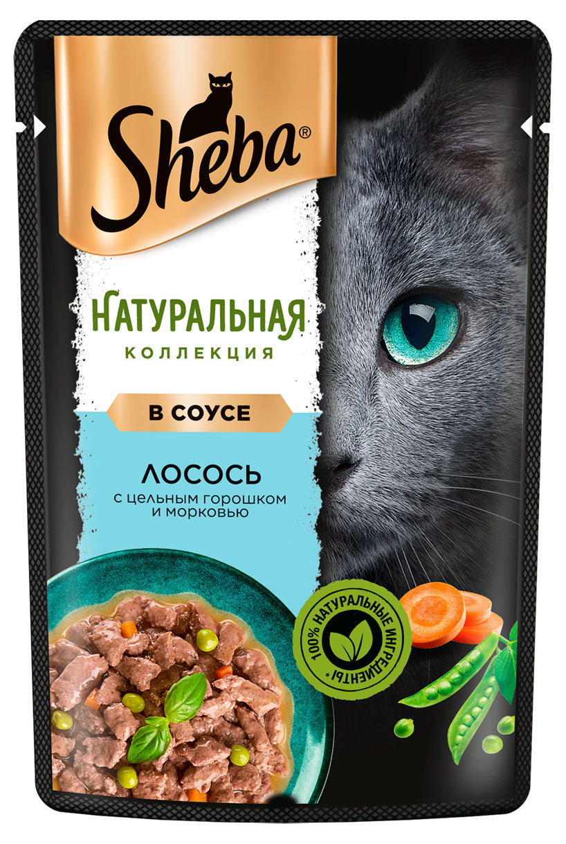 

Влажный корм для кошек Sheba Nature's Collection с лососем и горохом, 75 г