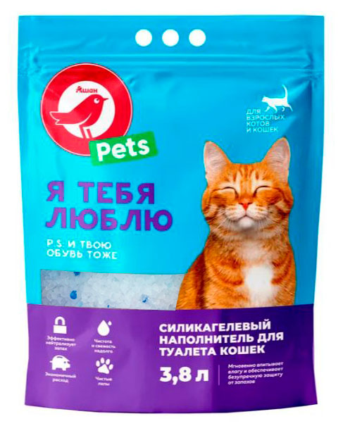 

Наполнитель для кошачьего туалета АШАН Красная птица силикагелевый, 3,8 л