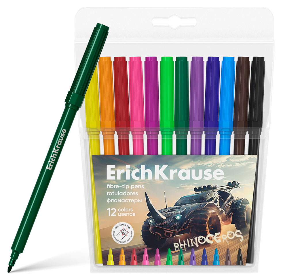 

Фломастеры ErichKrause Road Beast, 12 цветов