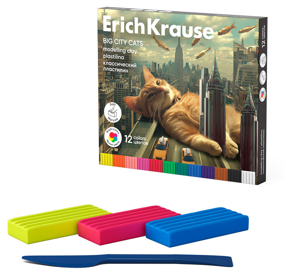 

Пластилин ErichKrause Big City Cats, 12 цветов