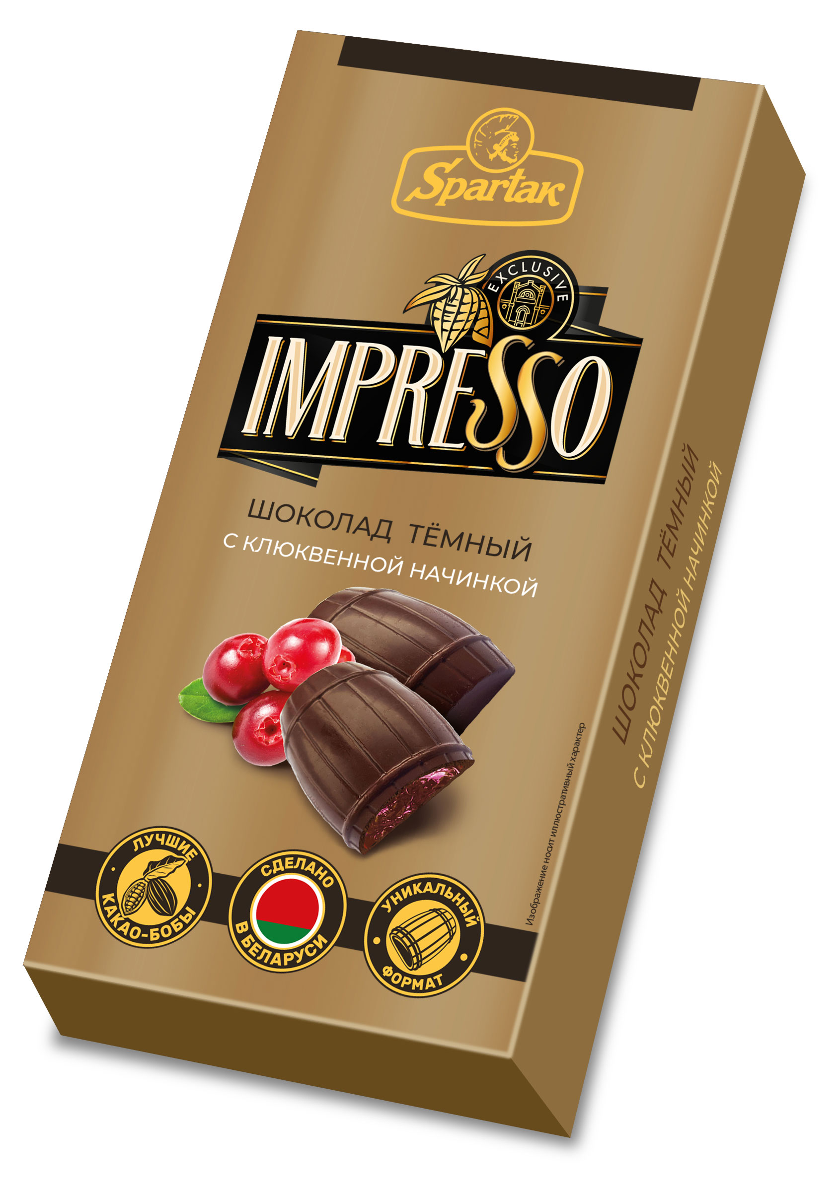 

Шоколад темный Impresso с клюквенной начинкой, 141 г