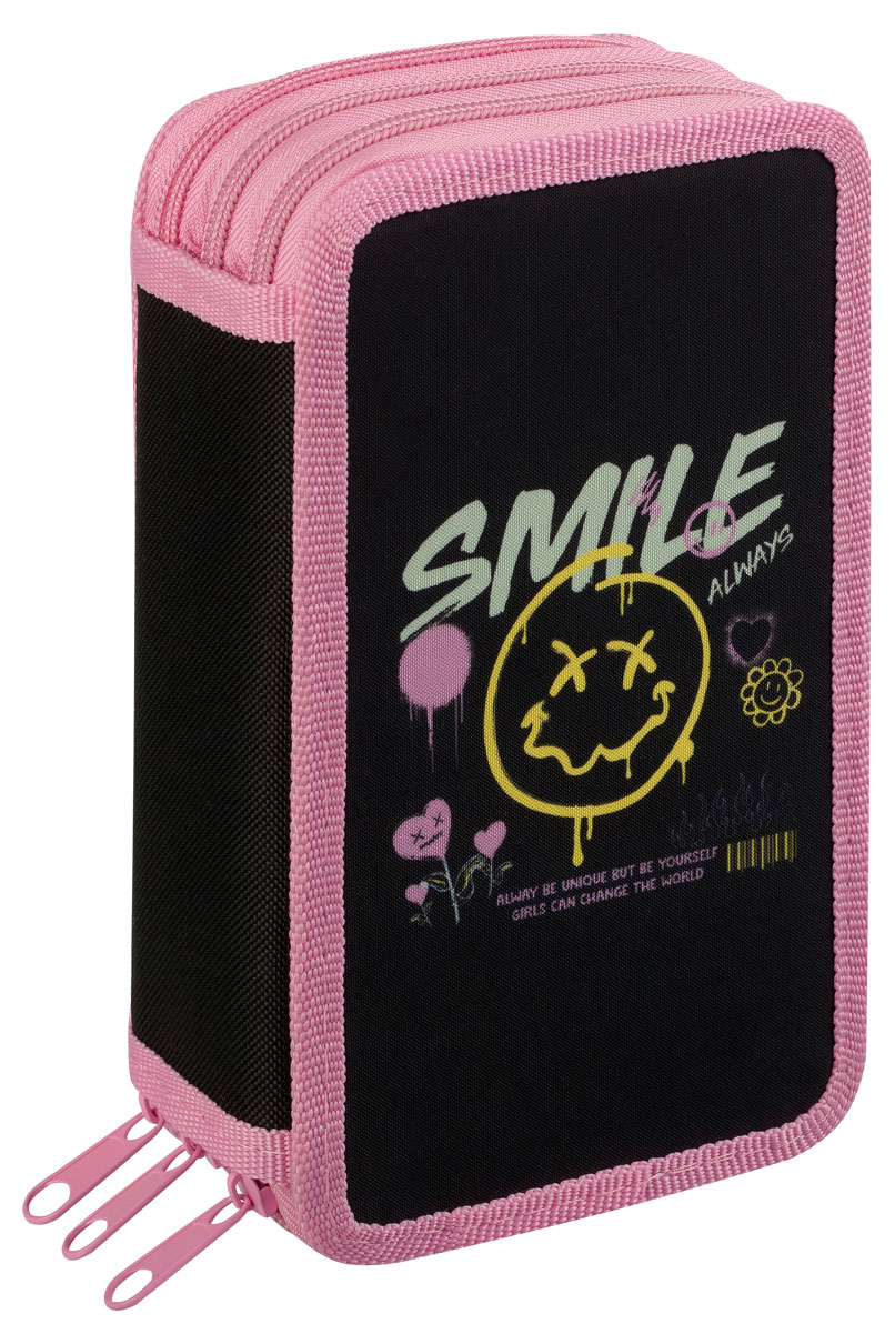 

Пенал ArtSpace Smile 3 отделения тканевый, 190х110 мм