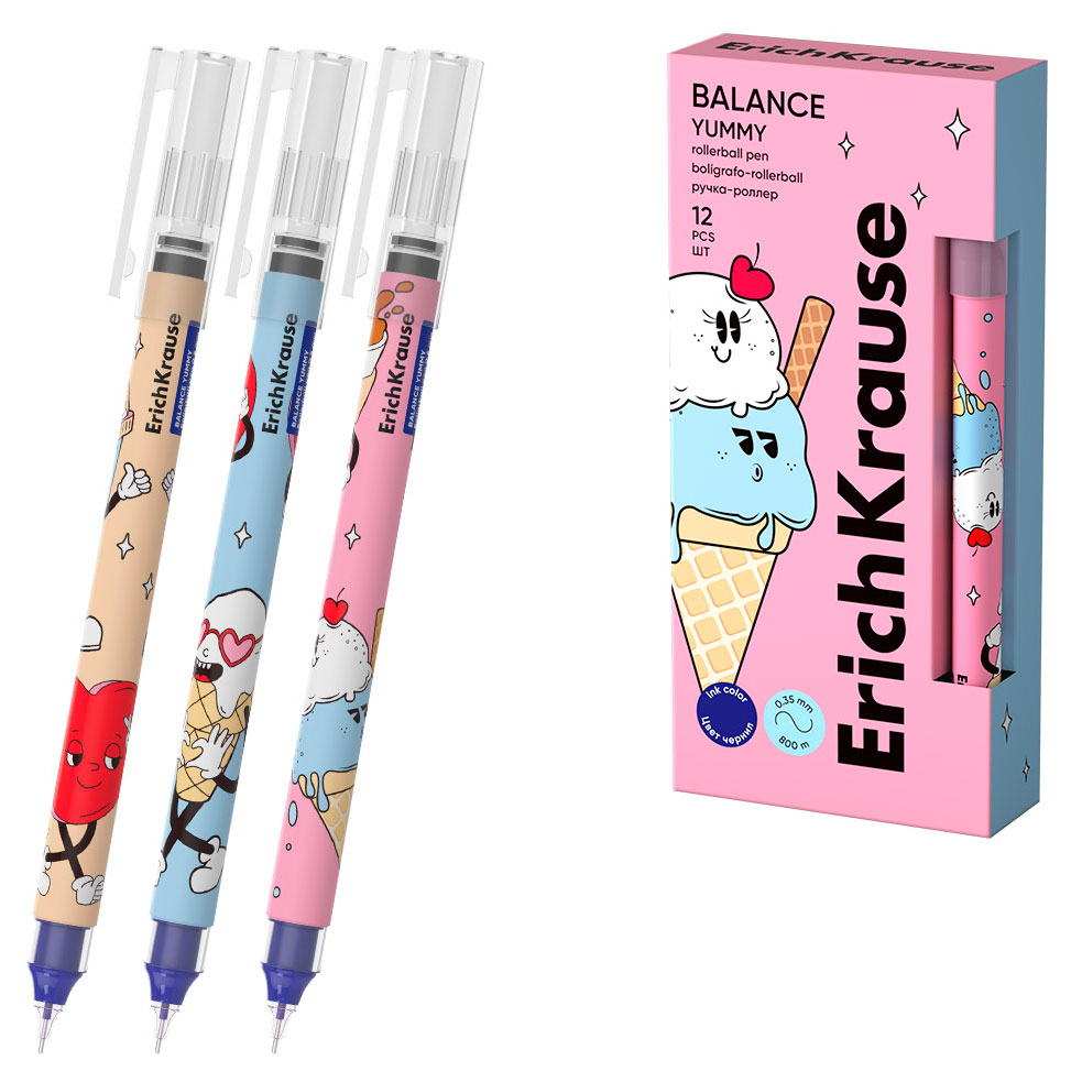 

Ручка-роллер ErichKrause Balance Stick Yummy синяя, 1 шт в ассортименте