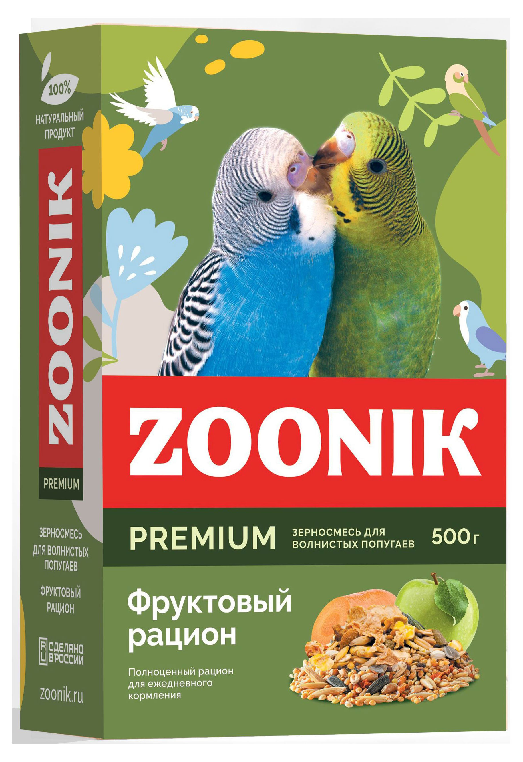 

Зерносмесь для волнистых попугаев Зооник Фруктовый рацион Premium, 400 г