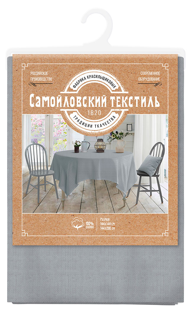 

Скатерть Самойловский Текстиль серая, 144х200 см