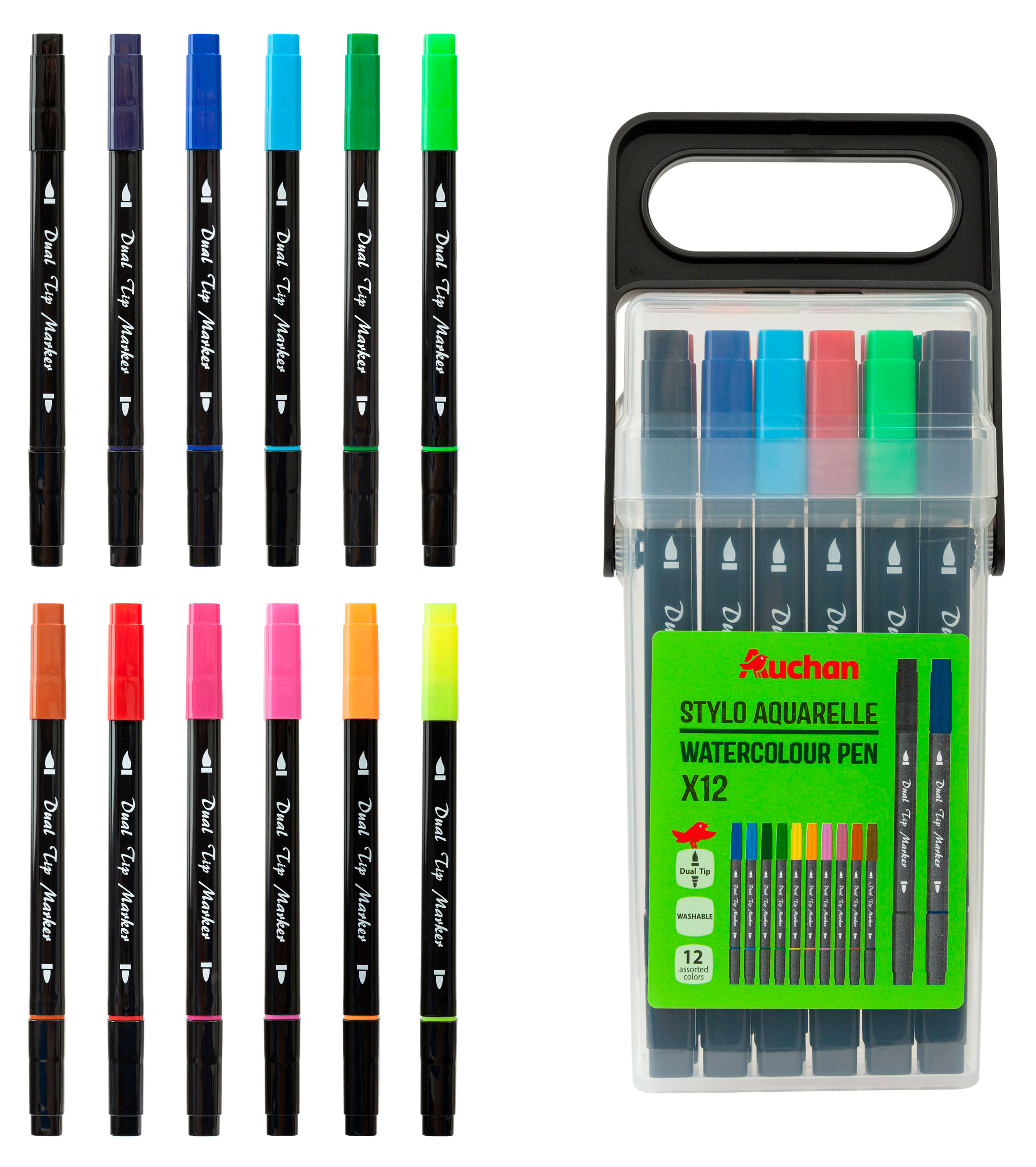 Изображение товара Набор ярких маркеров АШАН Красная птица 12 цветов для творчества и рисования