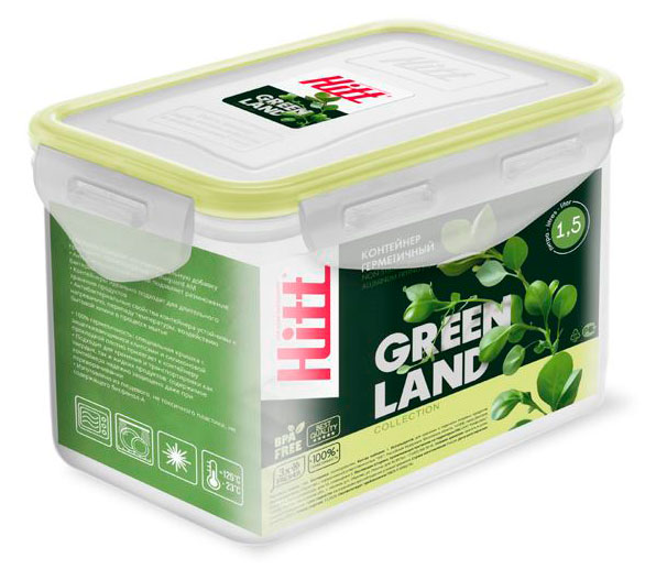 

Контейнер герметичный Hitt Green Land с волнообразным дном, 1 л