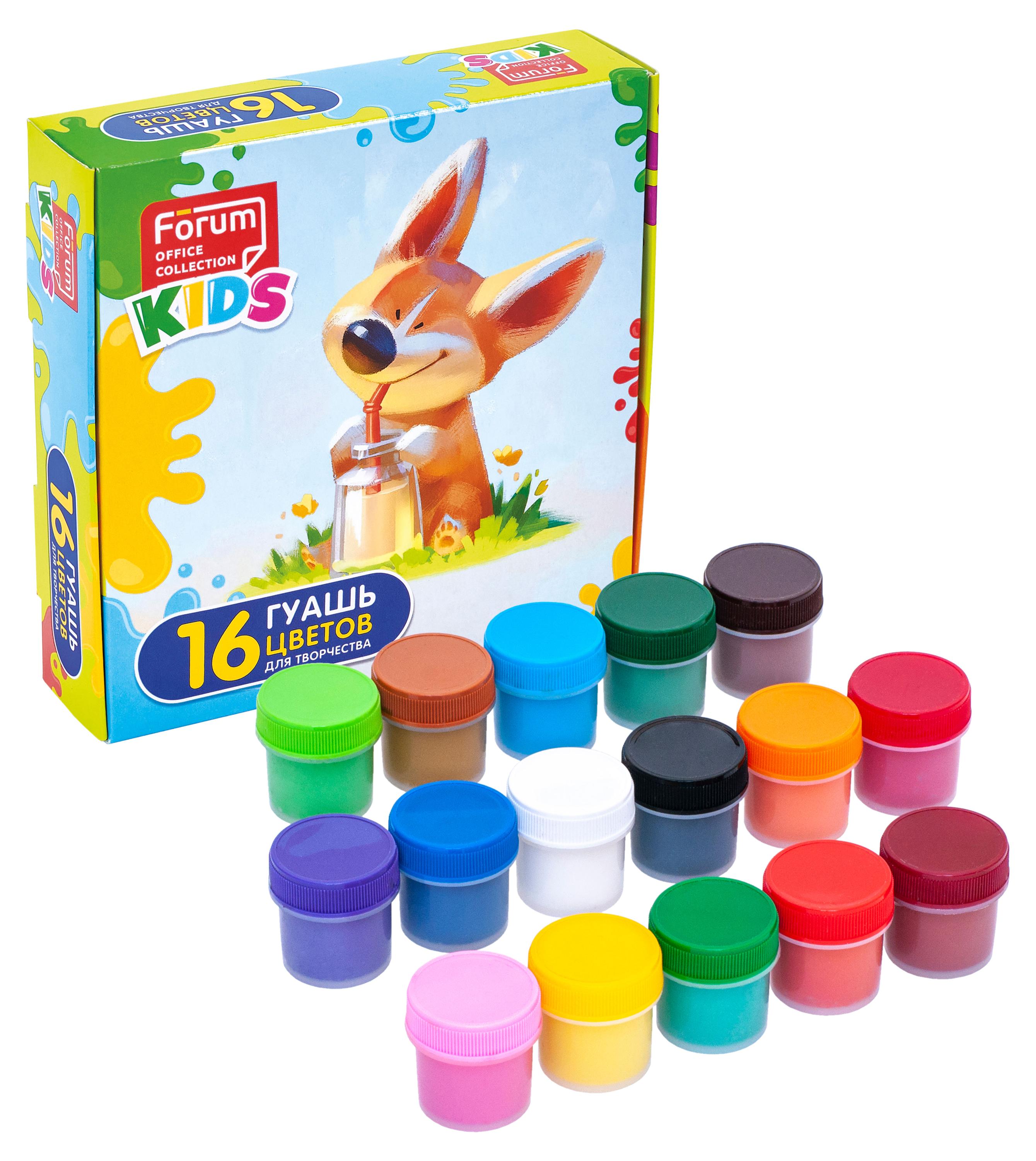 

Гуашь Forum Office Collection Kids Зверята, 16 цветов