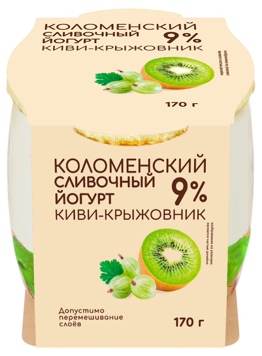 Изображение товара Йогурт сливочный «Коломенский» Киви-крыжовник 9%, 170 г
