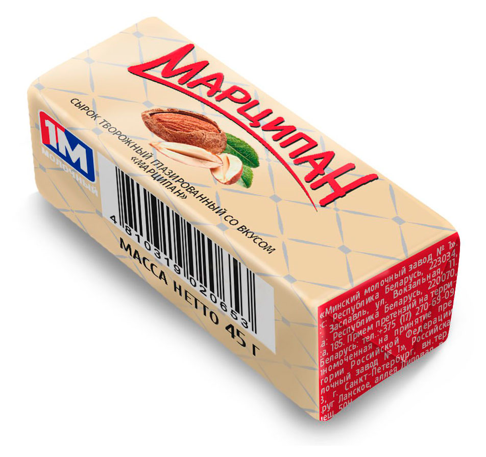 

Сырок творожный глазированный 1М Марципан, 18% Беларусь охлажденный, 45 г