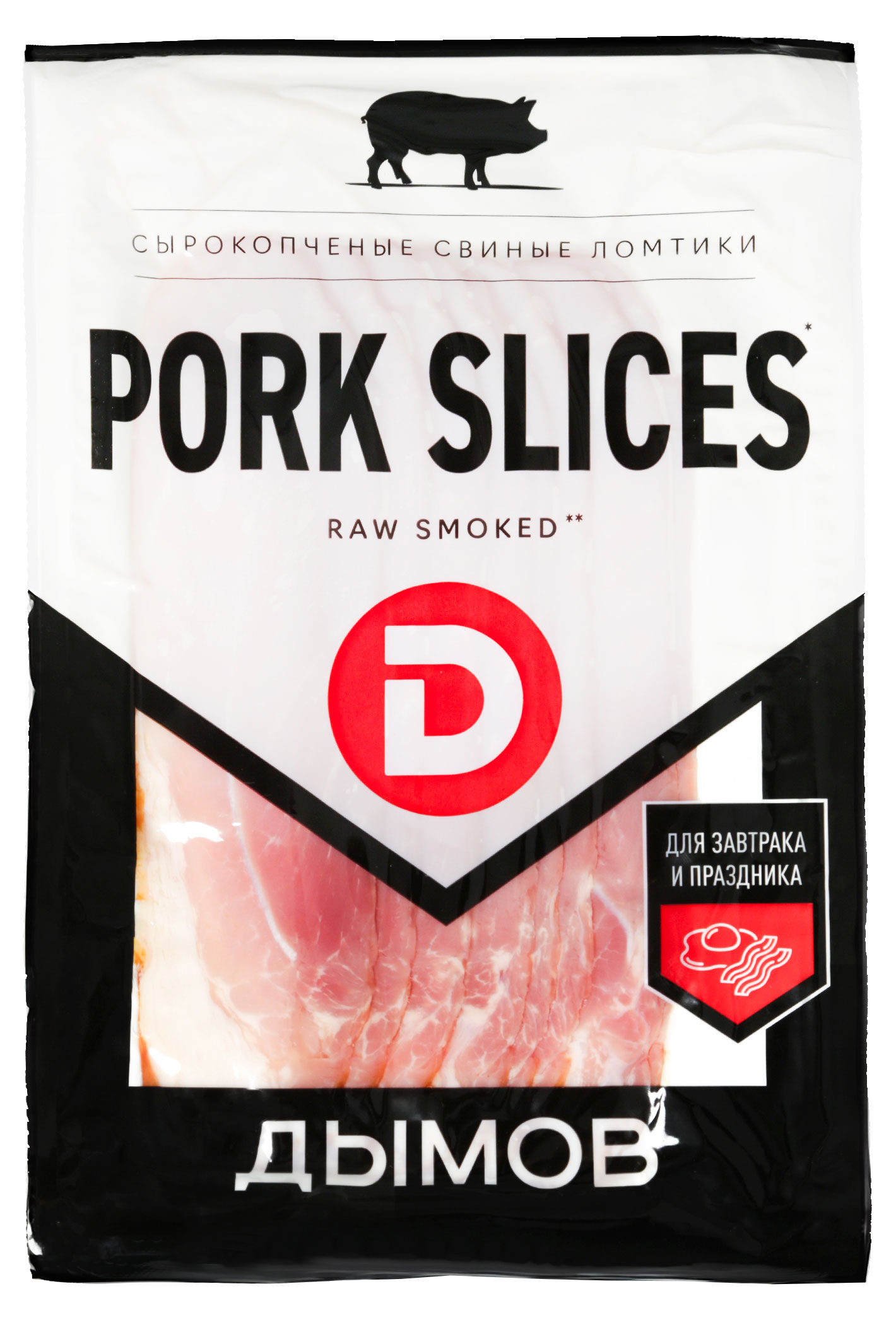 

Ломтики свиные сырокопченые ДЫМОВ Pork Slices Бекон для завтрака нарезка, 150 г