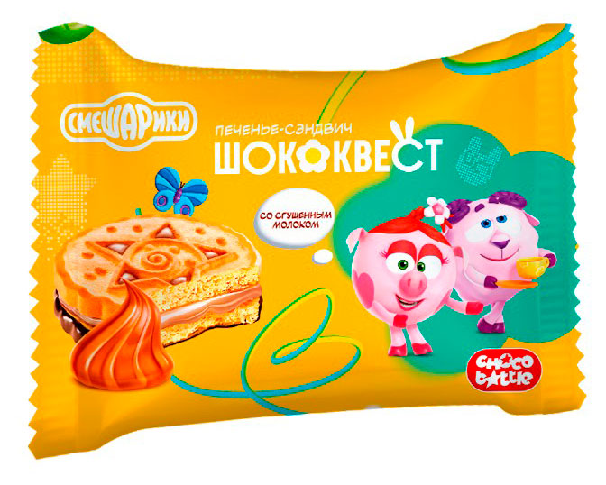 

Печенье-сэндвич Смешарики Шококвест со сгущенным молоком, 43 г