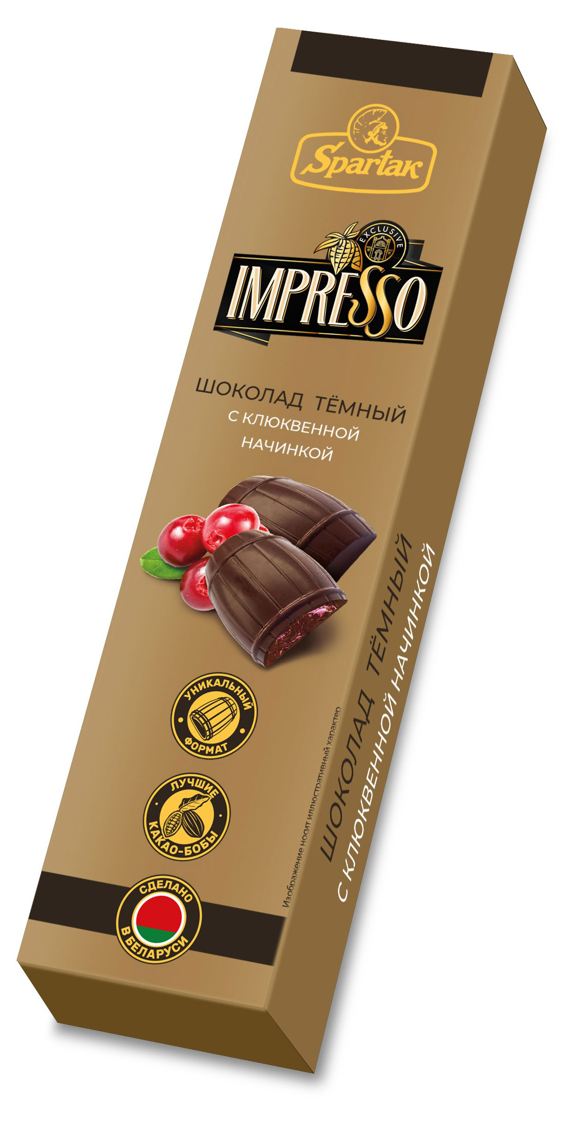 

Шоколад темный Impresso с клюквенной начинкой, 70,5 г