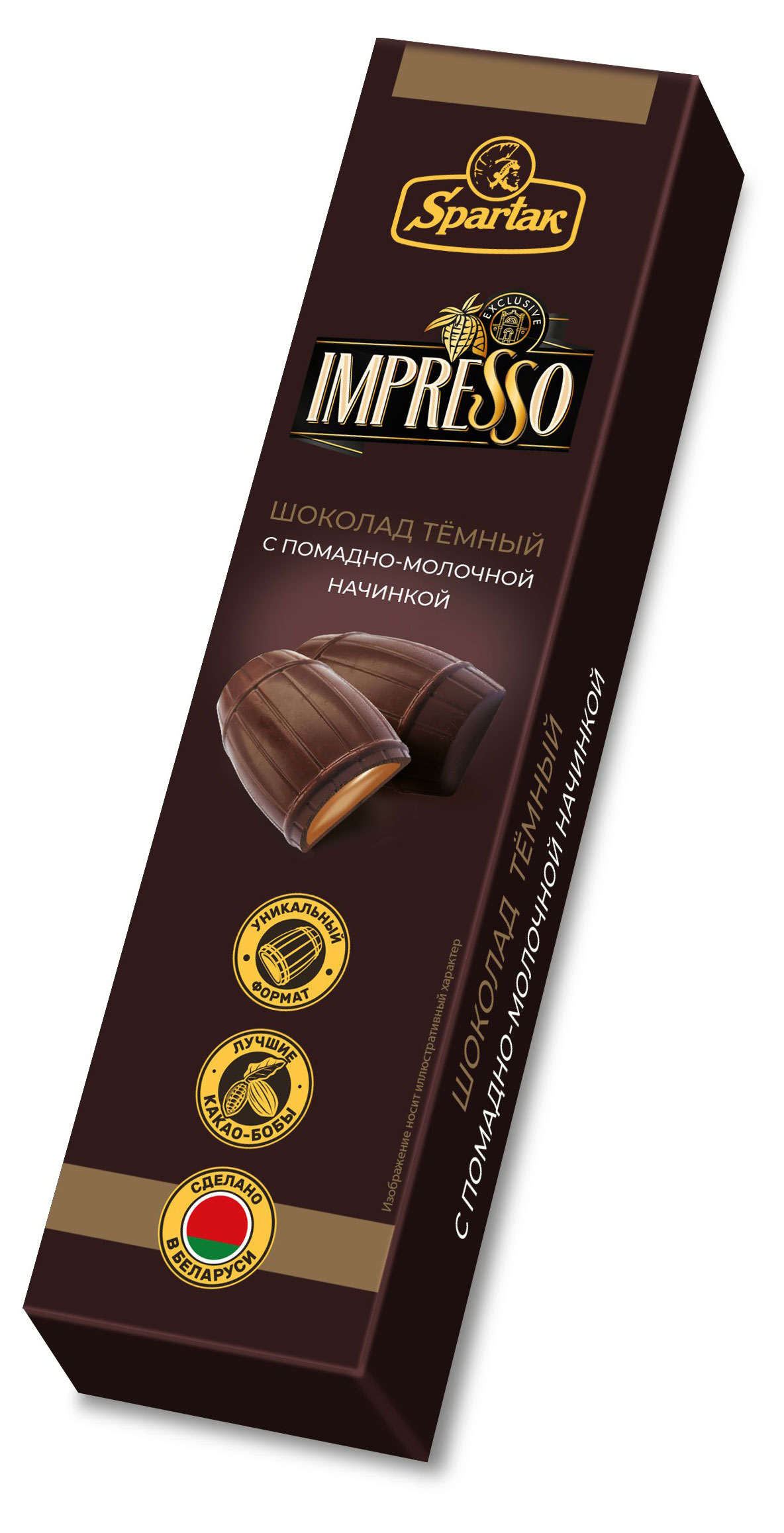 

Шоколад темный Impresso с помадно-молочной начинкой, 70,5 г