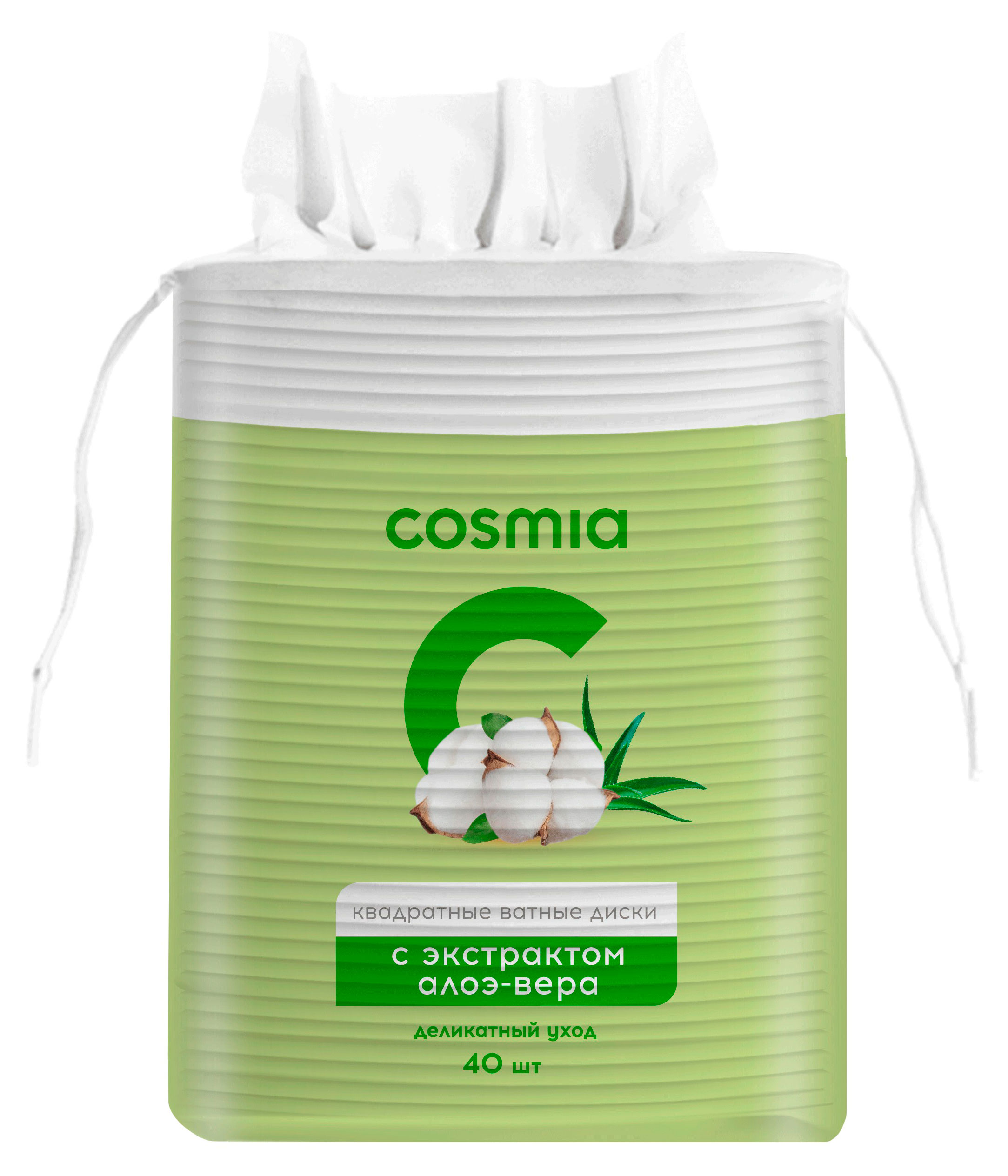 

Ватные диски Cosmia квадратные с экстрактом алоэ-вера, 40 шт