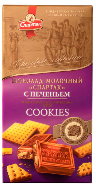 

Шоколад молочный Спартак с печеньем, 90 г