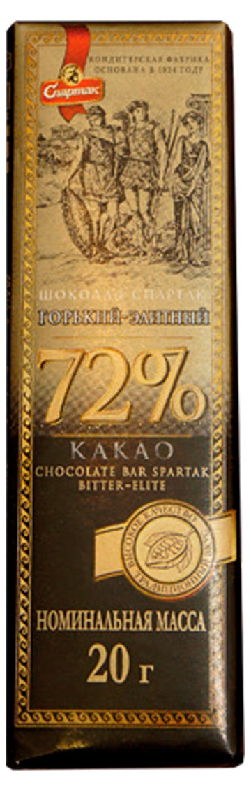 

Шоколад горький Спартак 72%, 20 г