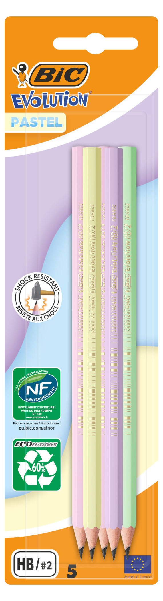 

Карандаши чернографитные BIC Evolution Pastel HB, 5 шт