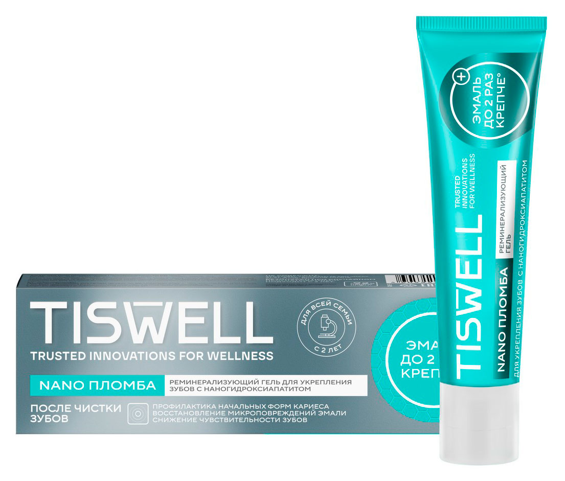 

Гель для зубов TISWELL Реминерализующий с наногидроксиапатитом и ксилитом для всей семьи, 40 мл