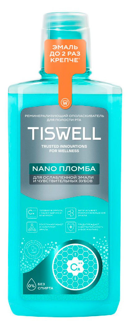 

Ополаскиватель для полости рта TISWELL от кариеса для ослабленной эмали и чувствительных зубов для всей семьи, 500 мл