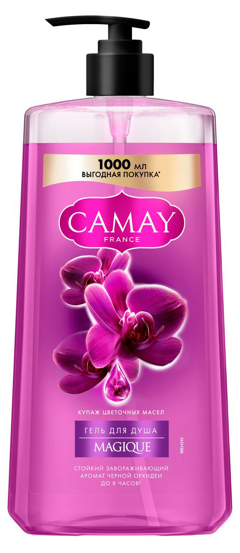 

Гель для душа парфюмированный Camay Магическое заклинание Черная орхидея с маслами, 1 л