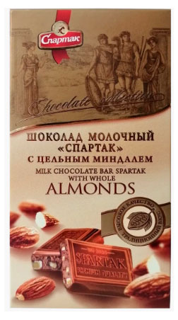 

Шоколад молочный Спартак с миндалем, 90 г