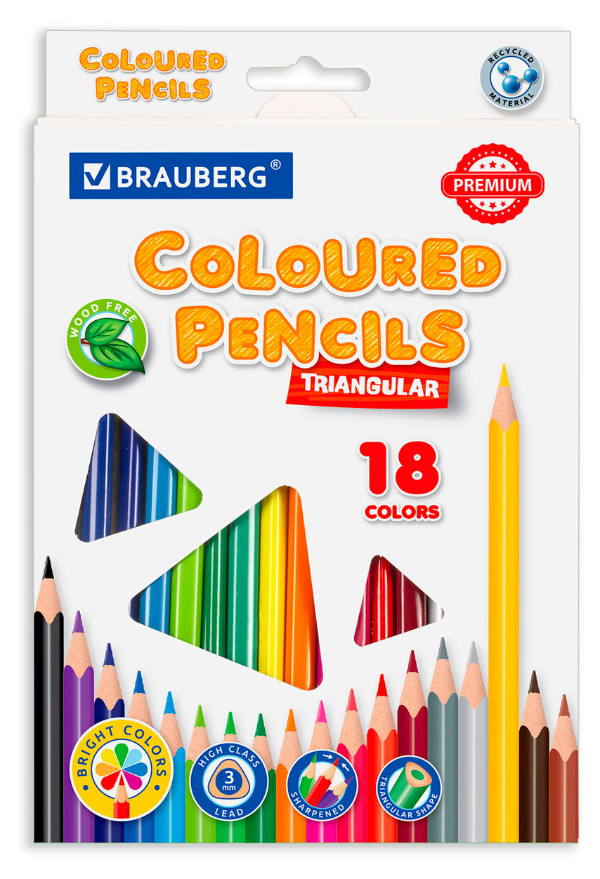 

Карандаши цветные BRAUBERG Premium, 18 цветные