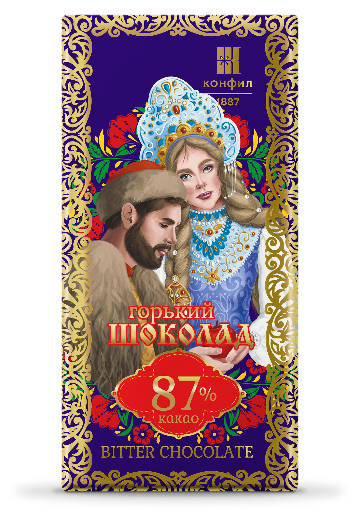Изображение товара Горький шоколад Конфил 87% натуральный в форме плитки, без добавок