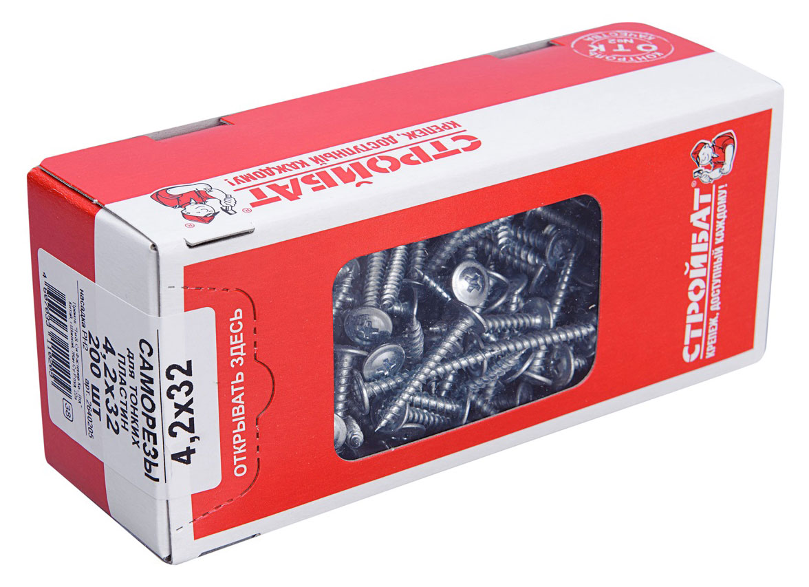 

Саморезы для тонких пластин СТРОЙБАТ 4,2х32, 200 шт