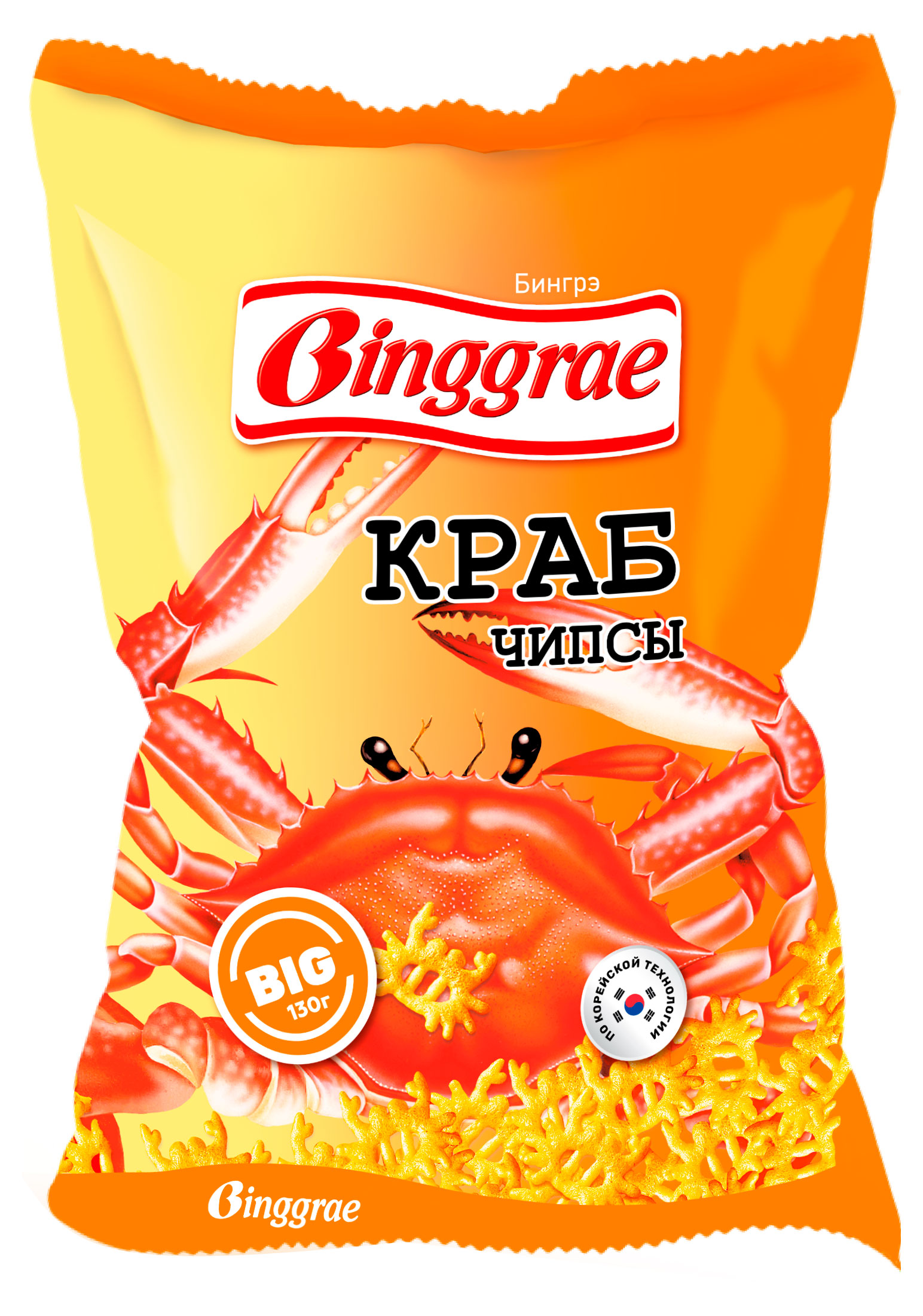 

Чипсы Binggrae с крабом, 130 г