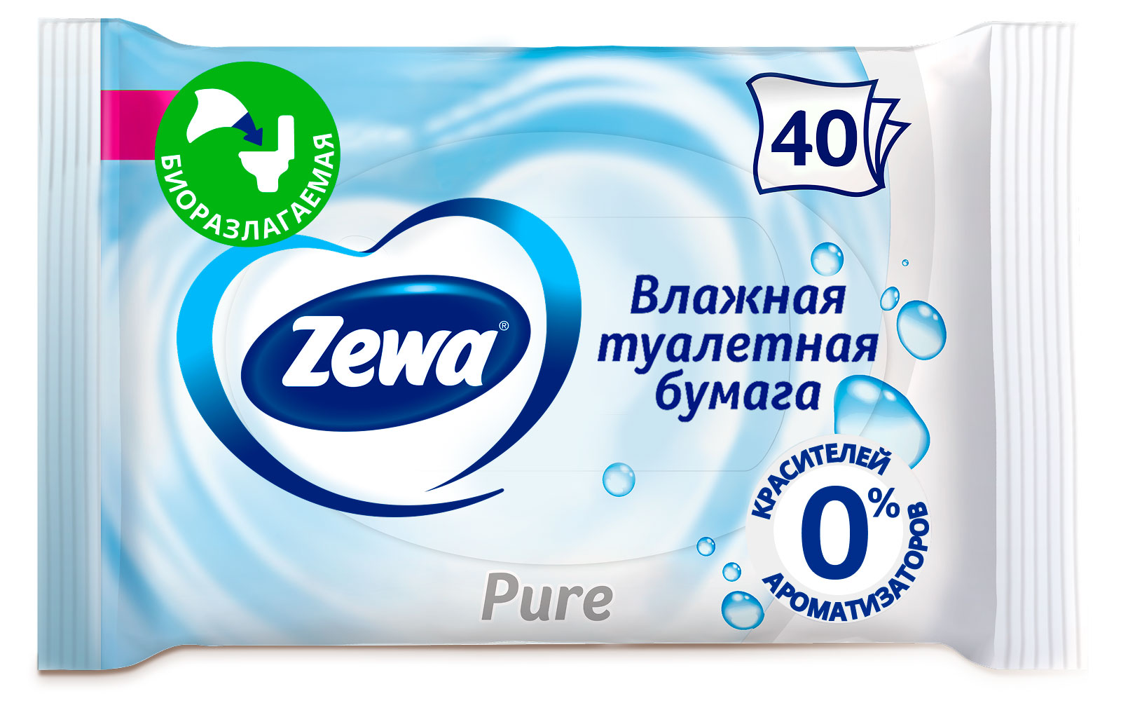 

Влажная туалетная бумага Zewa Pure Без аромата, 40 листов