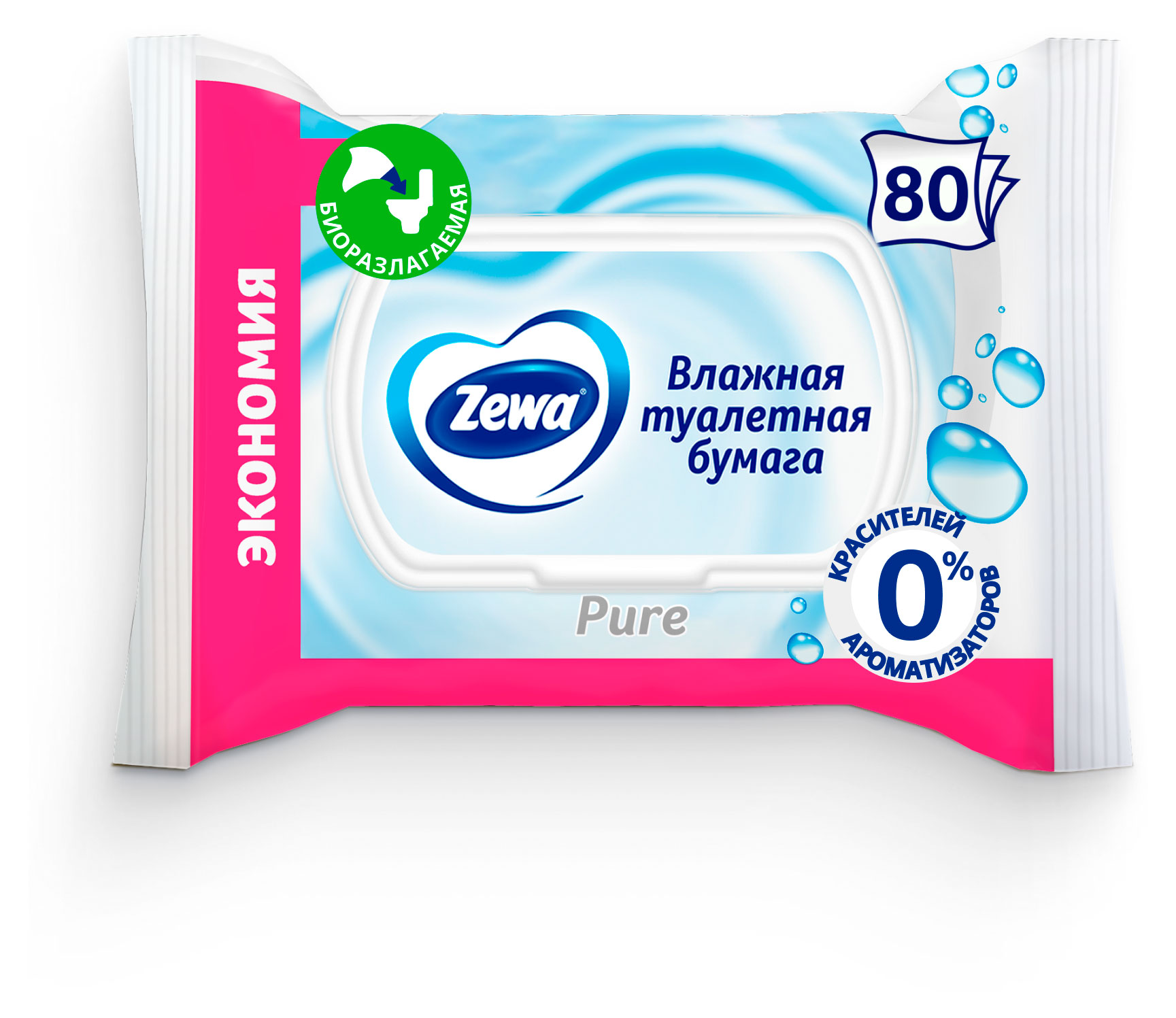 

Туалетная бумага влажная Zewa Pure без аромата, 80 листов