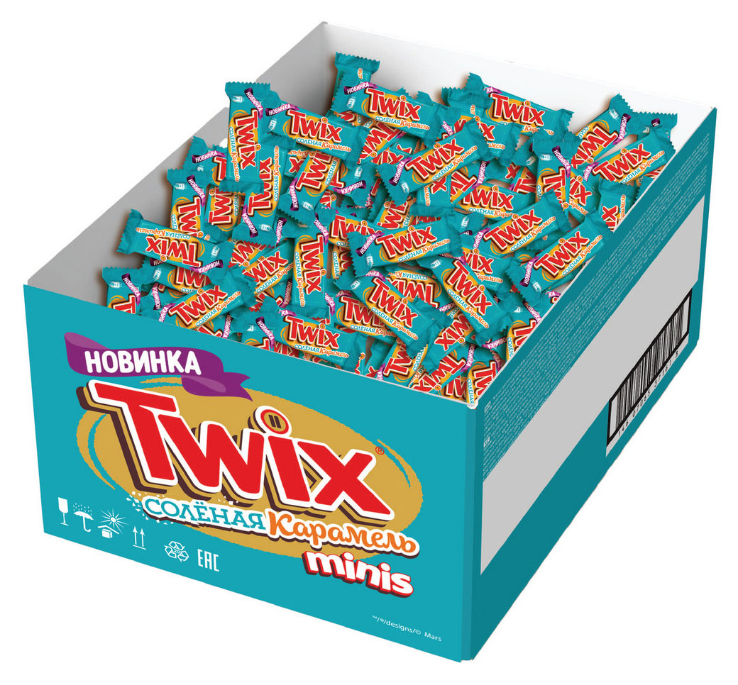 Изображение товара Конфеты шоколадные Twix minis соленая карамель 1 кг вкусная упаковка