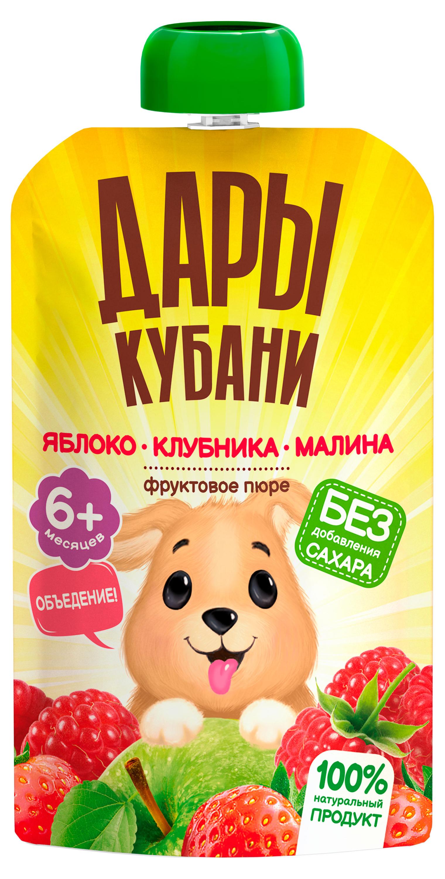 

Пюре Дары Кубани яблоко клубника малина, 90 г
