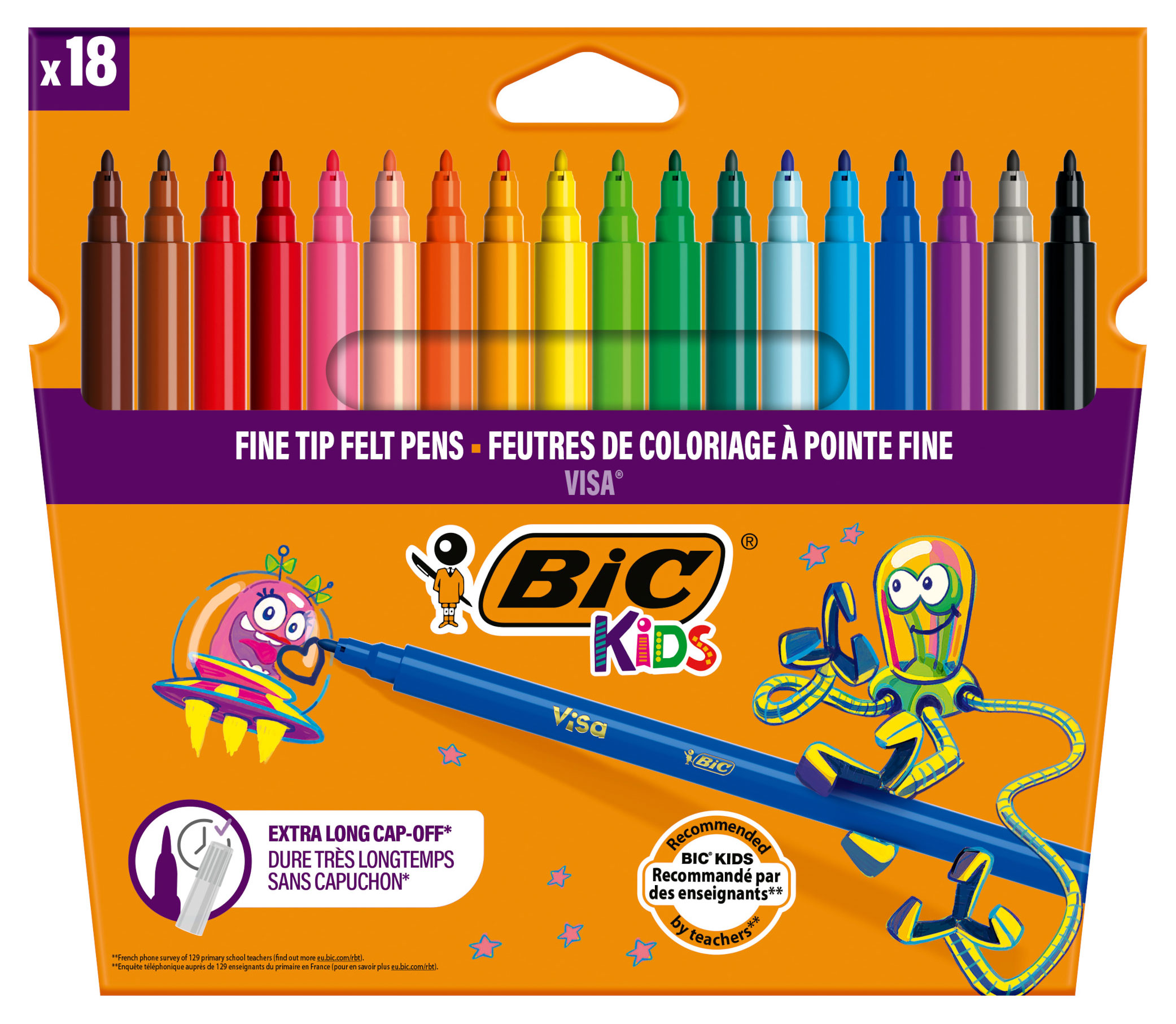

Фломастеры цветные BIC Kids Visa, 18 шт