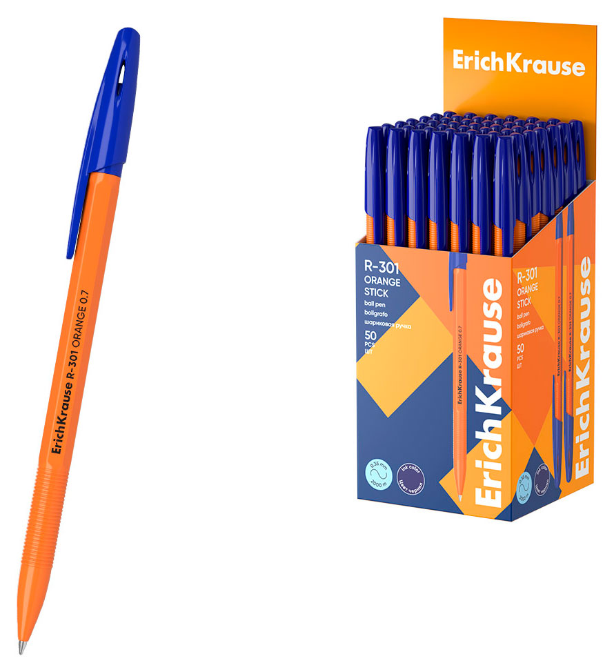 

Ручка шариковая ErichKrause Orange Stick R-301 синяя 0,7 мм, 1 шт