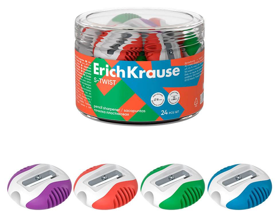 Изображение товара Точилка ErichKrause S-Twist 8 мм 1 отверстие, 1 шт в ассортименте