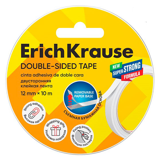 

Лента двусторонняя клейкая ErichKrause, 12 мм х 10 м