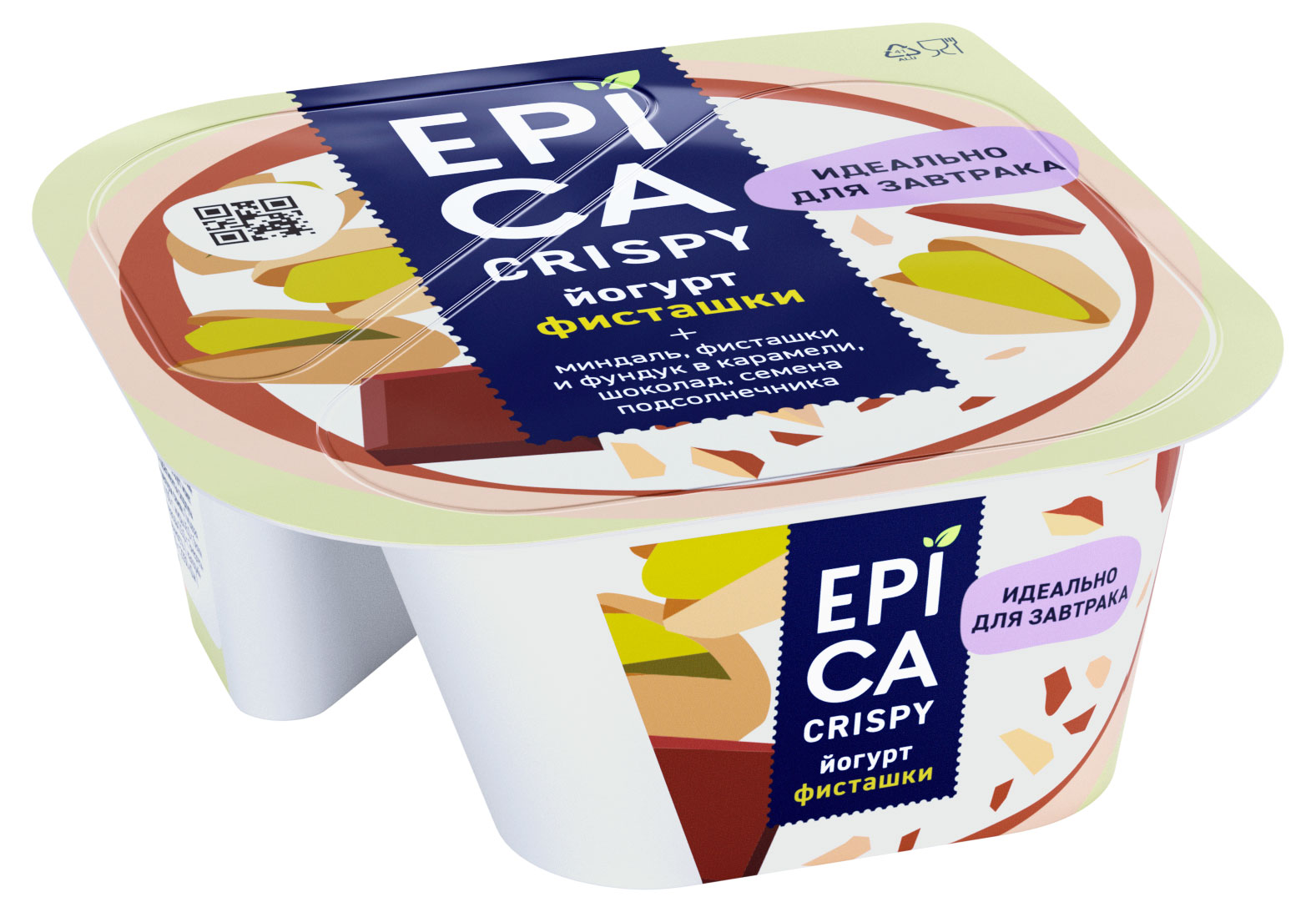 

Йогурт EPICA CRISPY с фисташками семенами подсолнечника темным шоколадом 10,5%, 140 г