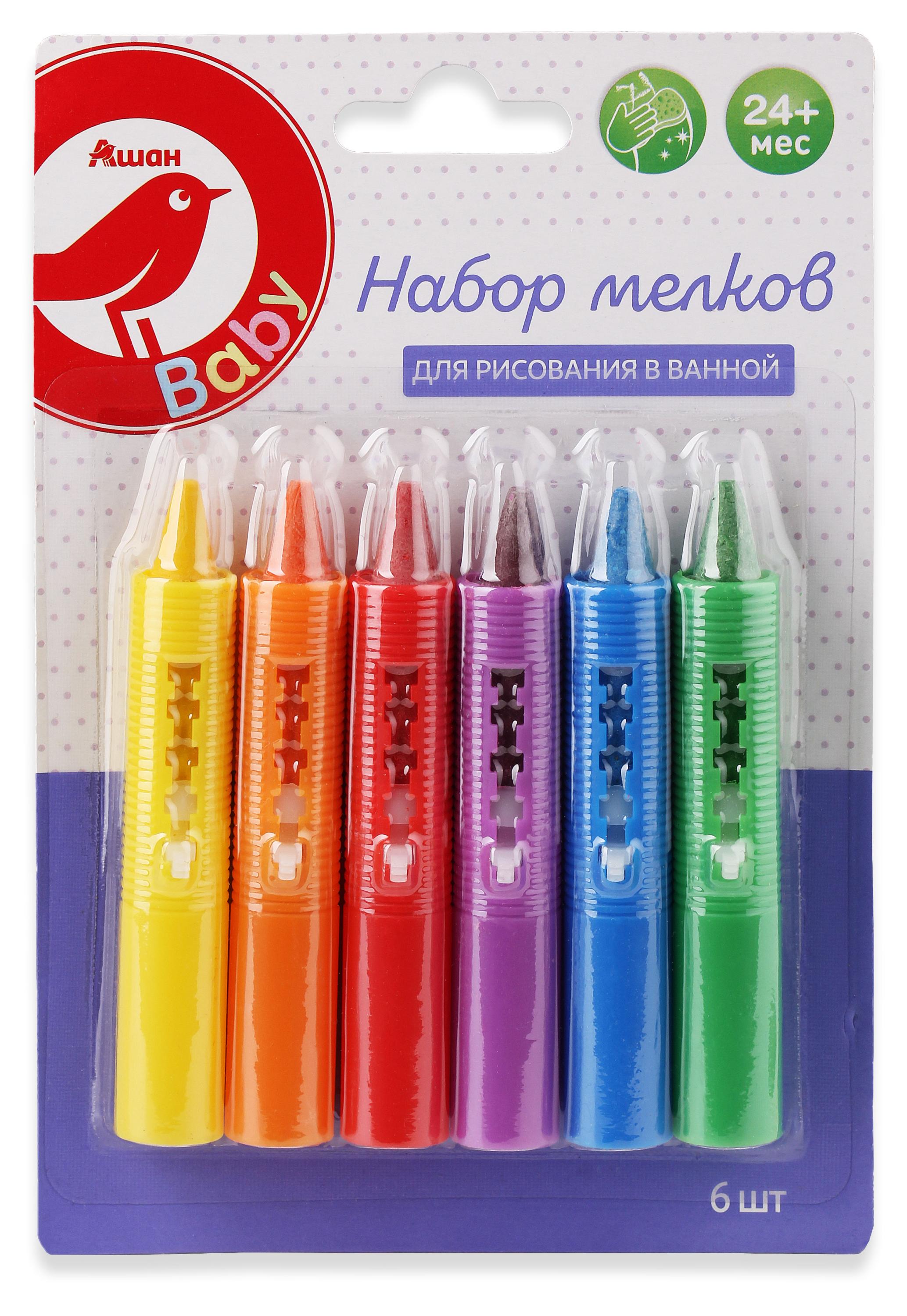 

Набор мелков для рисования в ванной АШАН Красная птица 24+ мес., 6 шт