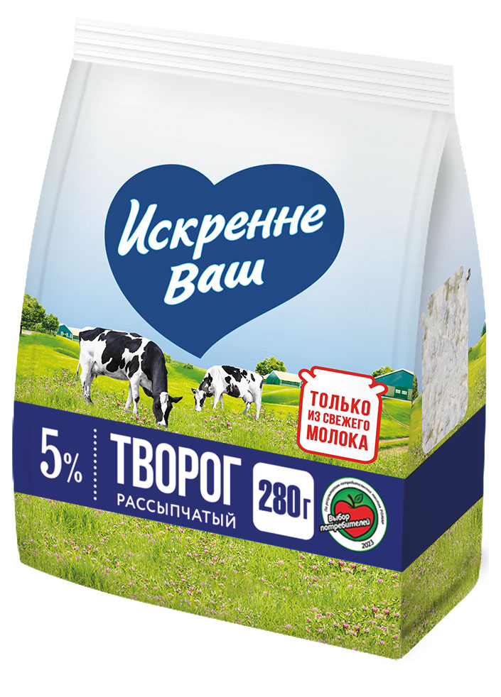 

Творог рассыпчатый Искренне Ваш 5% БЗМЖ, 280 г