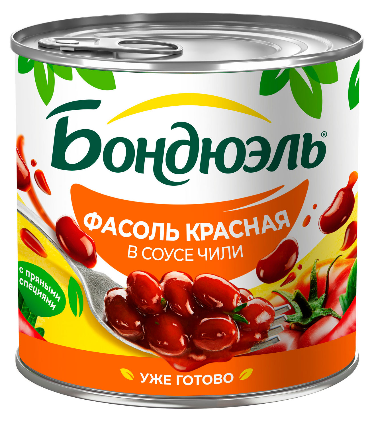 

Фасоль Бондюэль красная в томатном соусе чили, 400 г